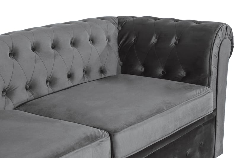 Chesterfield Deluxe 3-sits Framåtbäddad bäddsoffa i sammet - Mörkgrå Sammet - Möbler - Soffa - Bäddsoffa