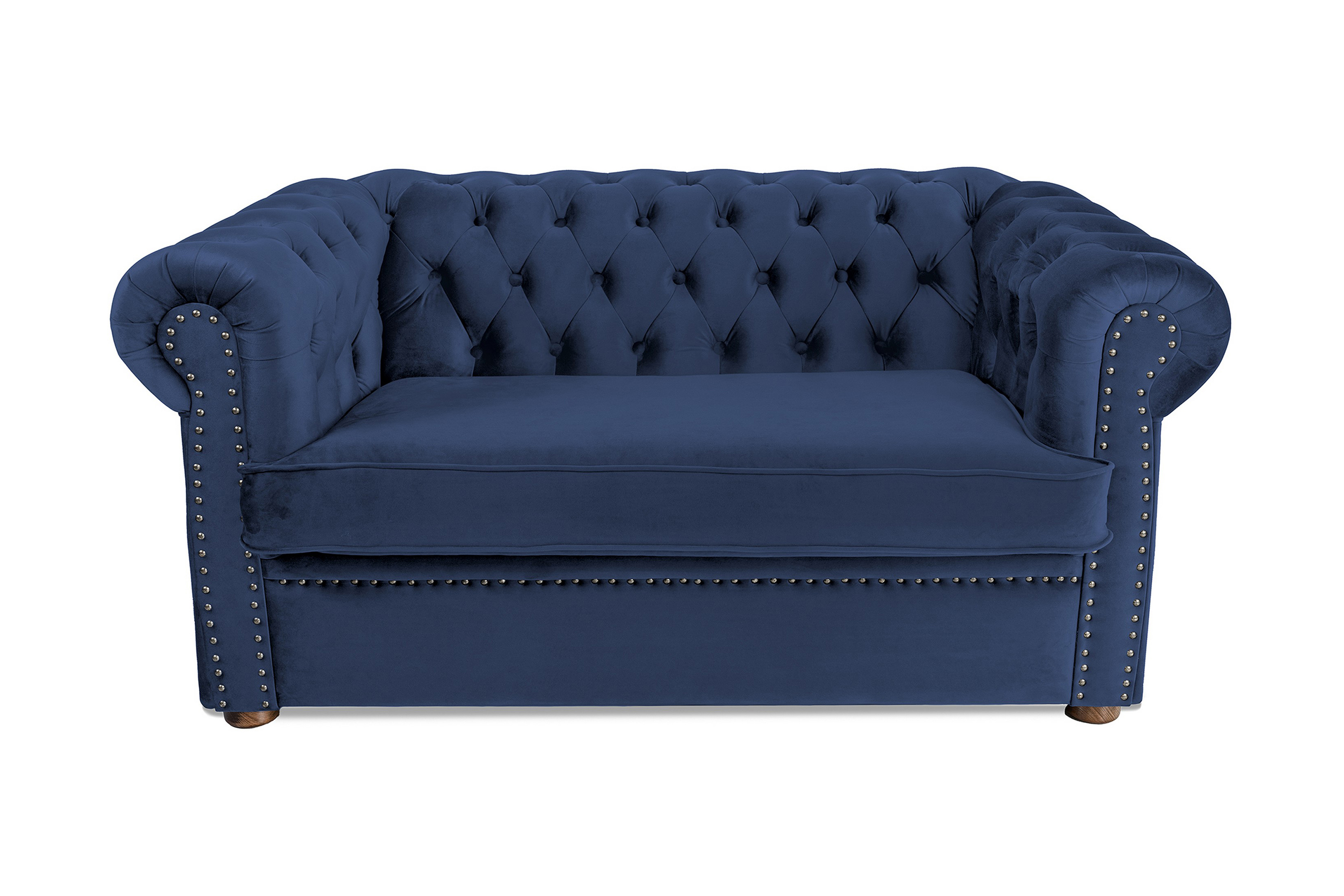 Chesterfield Deluxe bäddsoffa 2-sits - Bäddsoffa Blå Tyg