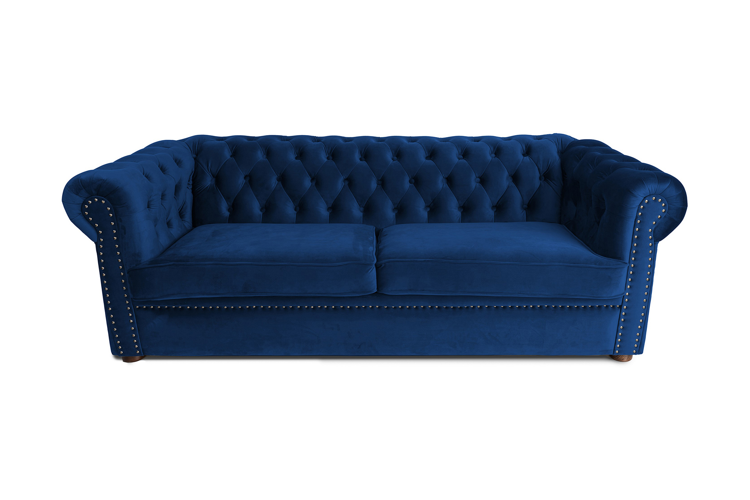 Chesterfield Deluxe bäddsoffa 3-sits - Bäddsoffa Blå Tyg