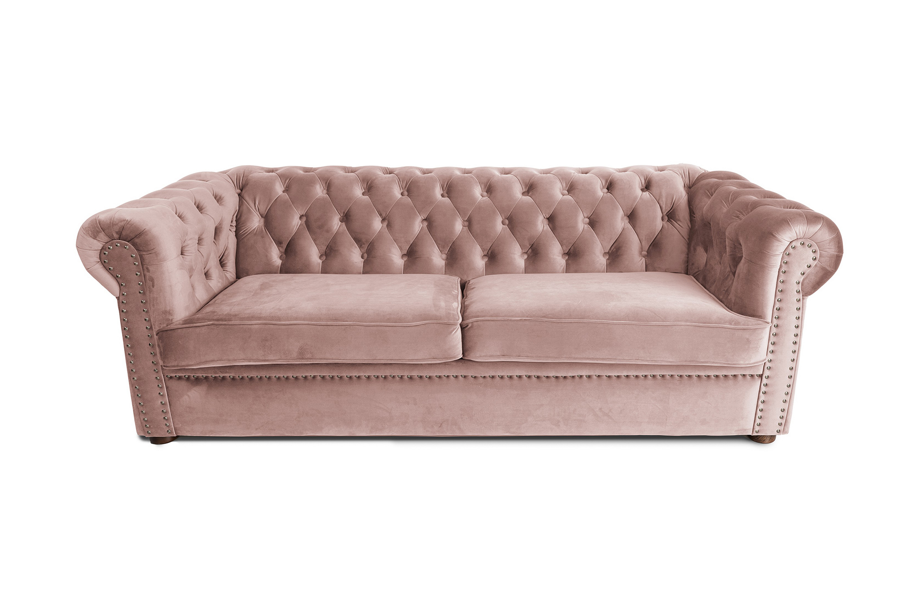 Chesterfield Deluxe bäddsoffa 3-sits - Bäddsoffa Rosa Tyg