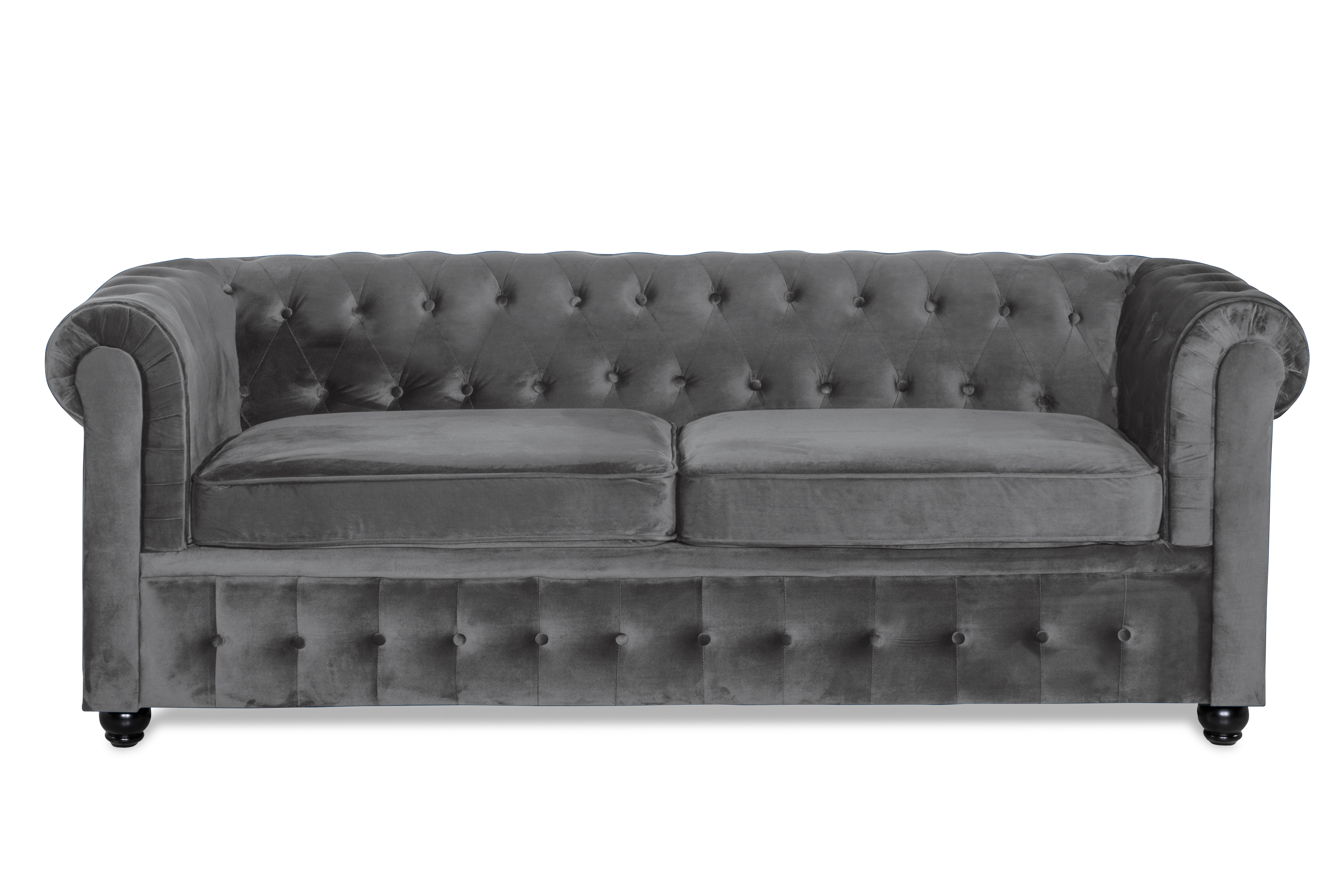 Chesterfield Deluxe bäddsoffa - Mörkgrå Sammet Bäddsoffa Grå