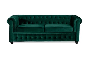 Chesterfield Lyx 3-sits Framåtbäddad bäddsoffa i sammet