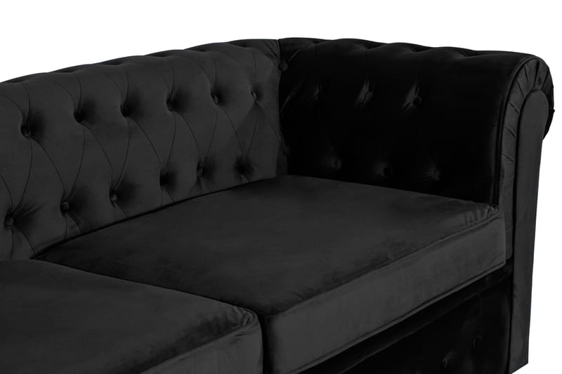 Chesterfield Lyx 3-sits Framåtbäddad bäddsoffa i Sammet - Svart - Möbler - Soffa - Bäddsoffa