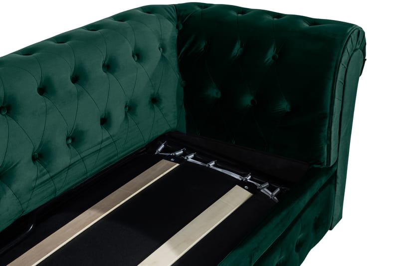 Chesterfield Lyx Framåtbäddad 3-sits Bäddsoffa i Sammet 215 cm bred - Mörkgrön / Grön - Möbler - Soffa - Bäddsoffa