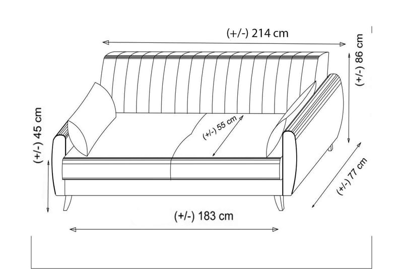 Dalima Bäddsoffa 3-sits - Ljusgrå - Bäddsoffa - Bäddsoffa 3 sits