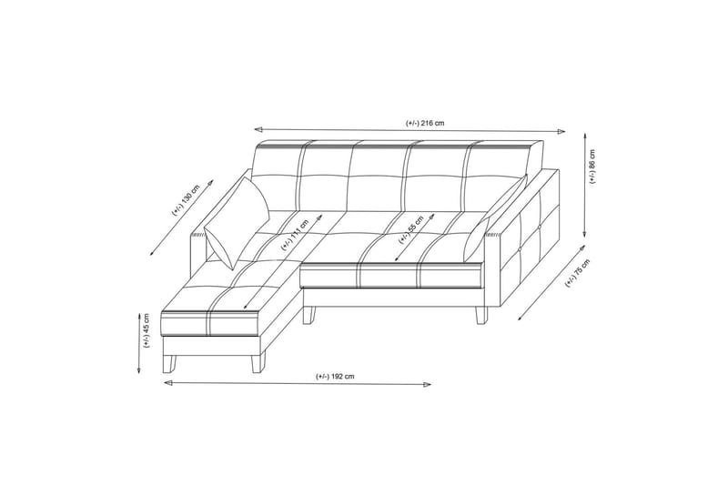 Darcia Bäddsoffa m. Divan 3-sits - Ljusgrå - Bäddsoffa - Bäddsoffa divan