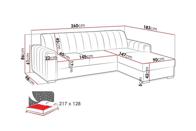 Denegal 3-sits Hörnbäddsoffa - Möbler - Soffa - Bäddsoffa