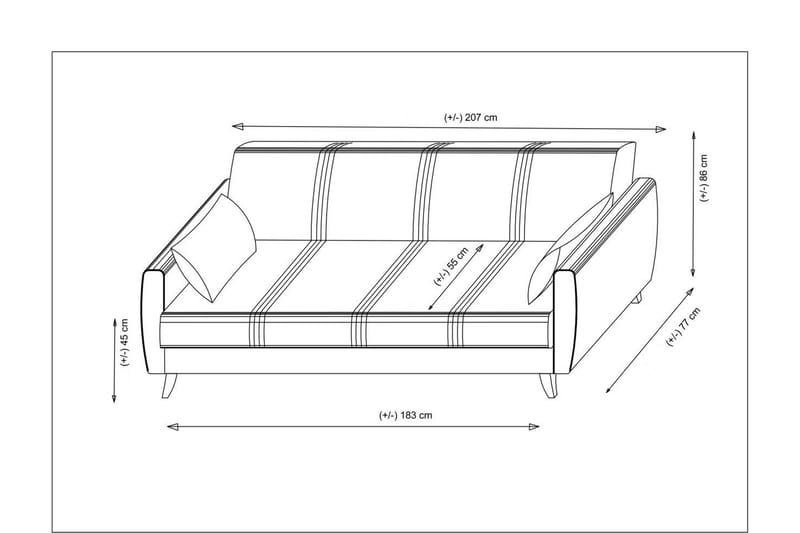 Dewan Bäddsoffa 3-sits - Ljusgrå - Bäddsoffa - Bäddsoffa 3 sits