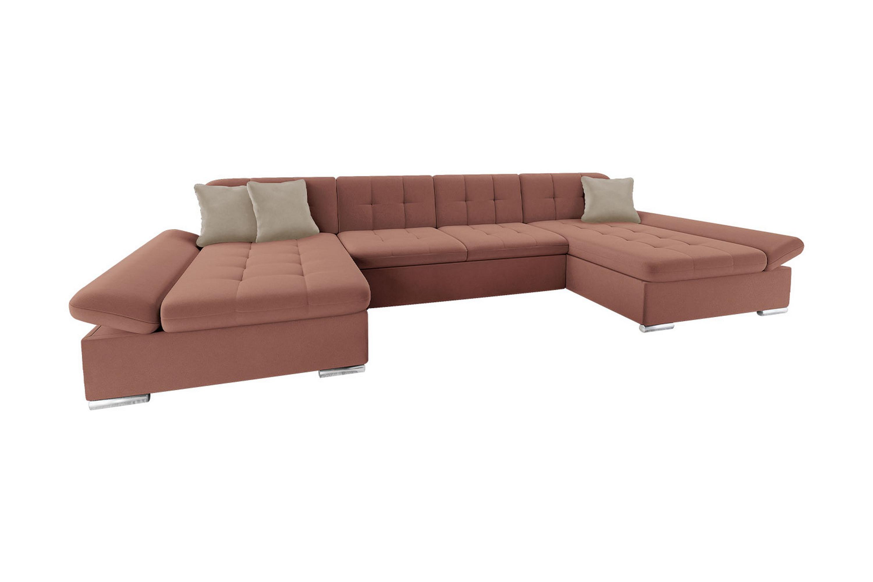 Dewitt Bäddsoffa Dubbeldivan 4-sits 360x130 cm U-formad - Rosa