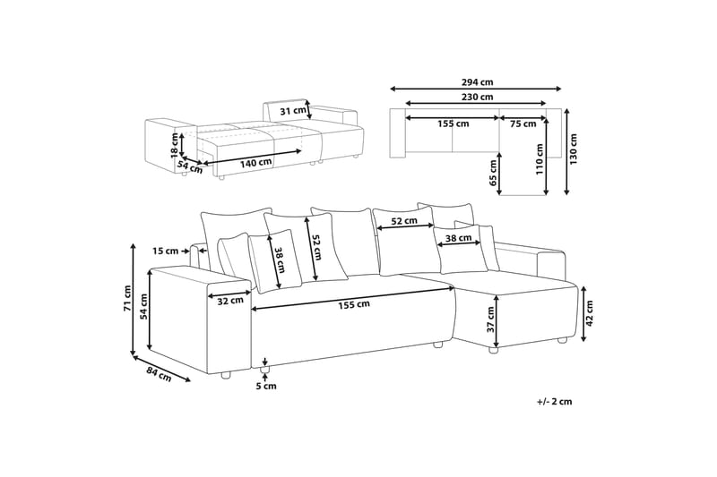 Dysis Hörnbäddsoffa 3-sits - Beige/Svart - Möbler - Soffa - Bäddsoffa