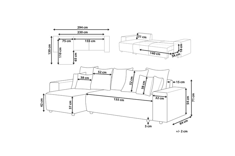 Dysis Hörnbäddsoffa 3-sits - Beige/Svart - Möbler - Soffa - Bäddsoffa