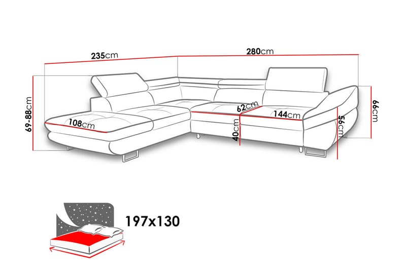 Fabio Divanbäddsoffa 280x235x88 cm - Grå - Möbler - Soffa - Bäddsoffa