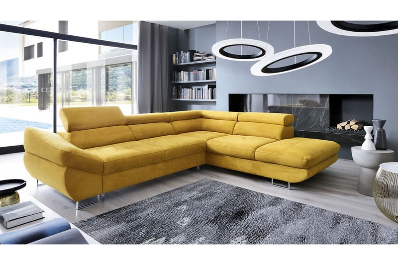 Fabio Divanbäddsoffa 280x235x88 cm - Gul - Bäddsoffa - Bäddsoffa divan - Sammetssoffa