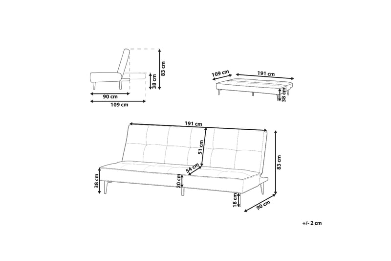 Faizal Bäddsoffa 3-sits - Grå/Svart - Möbler - Soffa - Bäddsoffa