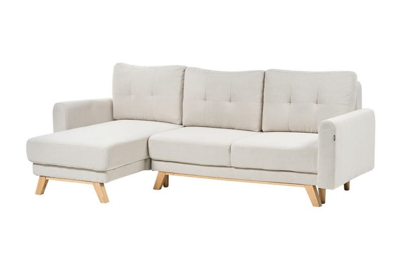 Faustin Hörnbäddsoffa 3-sits - Beige/Ljust trä - Möbler - Soffa - Bäddsoffa