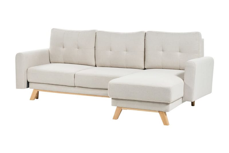 Faustin Hörnbäddsoffa 3-sits - Beige/Ljust trä - Möbler - Soffa - Bäddsoffa