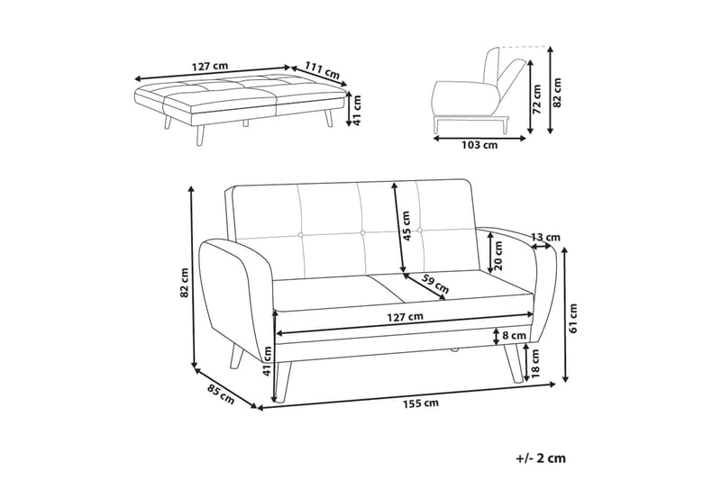 Feliks Bäddsoffa 2-sits - Beige/Ljust trä - Möbler - Soffa - Bäddsoffa