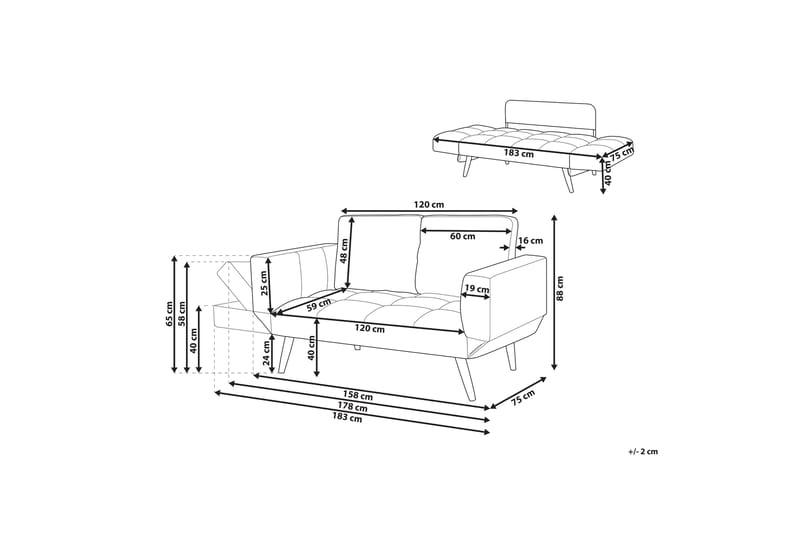 Ferrel Bäddsoffa 2-sits - Vit/Svart - Möbler - Soffa - Bäddsoffa