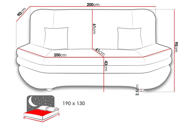 Figurelle Bäddsoffa 2-sits - Beige/Flerfärgad - Möbler - Soffa - Bäddsoffa