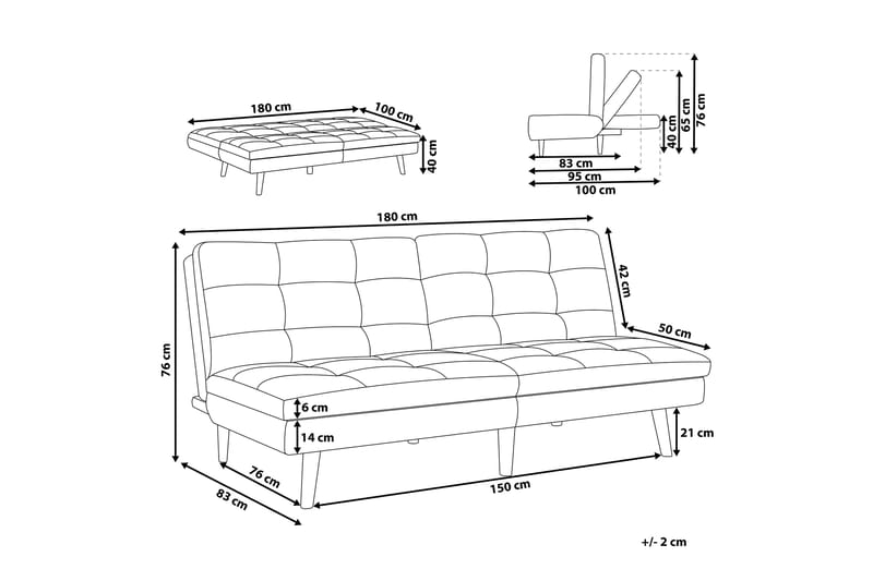 Finan Bäddsoffa 3-sits - Svart/Mörkt trä - Möbler - Soffa - Bäddsoffa