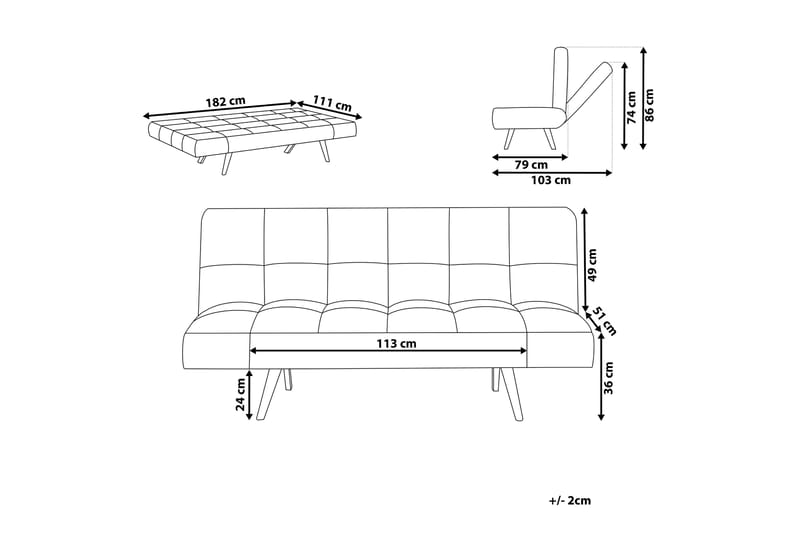 Fiora Bäddsoffa 3-sits - Blå/Ljust trä - Möbler - Soffa - Bäddsoffa