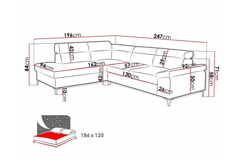 Graystone 3-sits Hörnbäddsoffa - Ljusbrun - Bäddsoffa - Hörnbäddsoffa