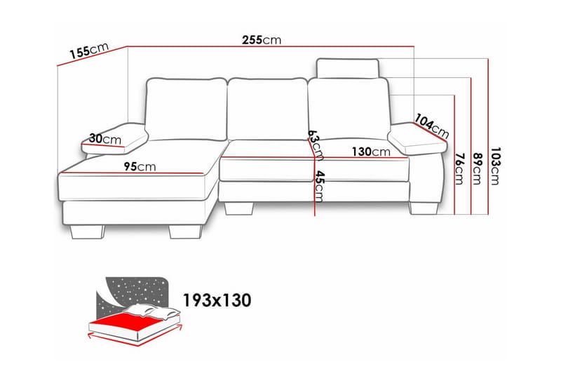 Graystone 3-sits Hörnbäddsoffa - Bäddsoffa - Hörnbäddsoffa