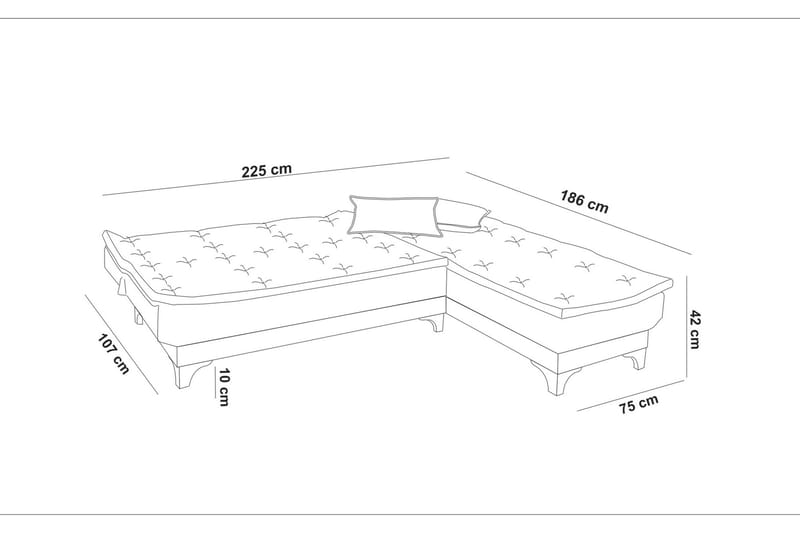 Hunterville Bäddsoffa m. Divan 4-sits - Grå - Bäddsoffa - Bäddsoffa divan