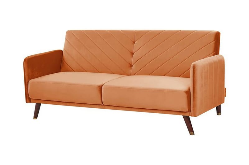 Induja 3-sits Bäddsoffa - Sammet/Orange - Bäddsoffa - Bäddsoffa 3 sits