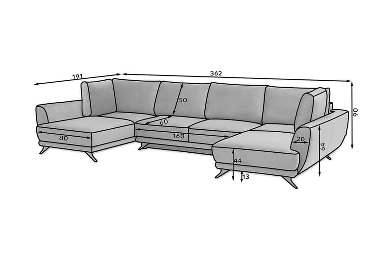 Katun Bäddsoffa Dubbelschäslong - Grå - Möbler - Soffa - Bäddsoffa