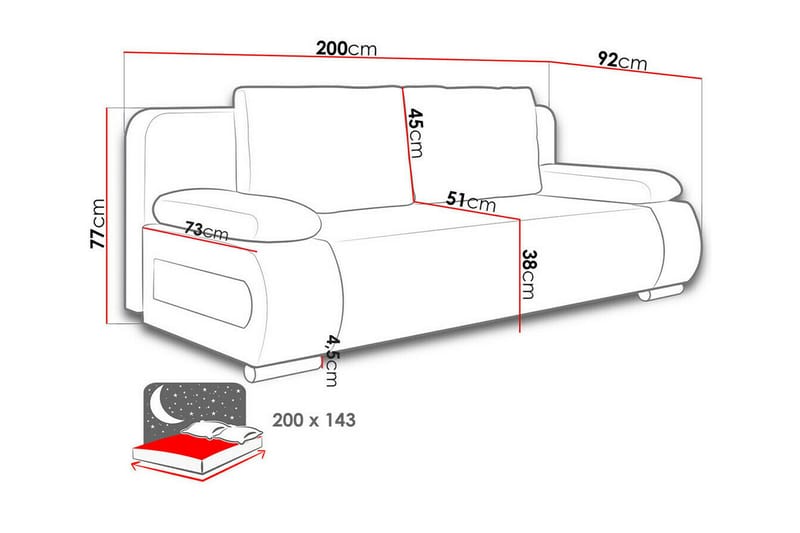 Kintore 2-sits Bäddsoffa - Blå - Bäddsoffa - Bäddsoffa 2 sits