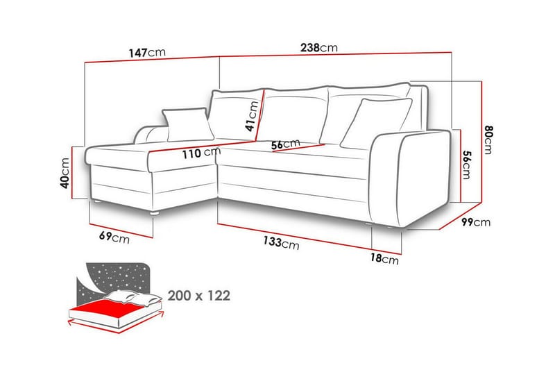 Kintore 3-sits Hörnbäddsoffa - Möbler - Soffa - Bäddsoffa