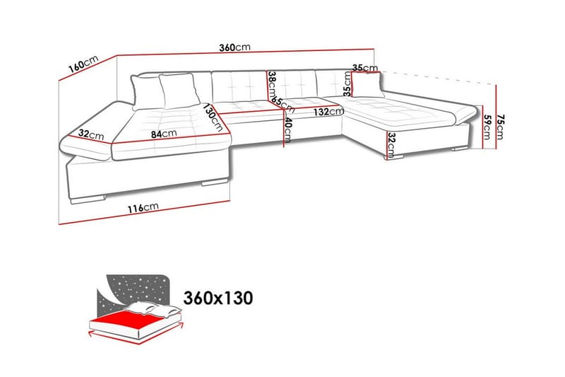 Kintore 4-sits Hörnbäddsoffa - Möbler - Soffa - Bäddsoffa