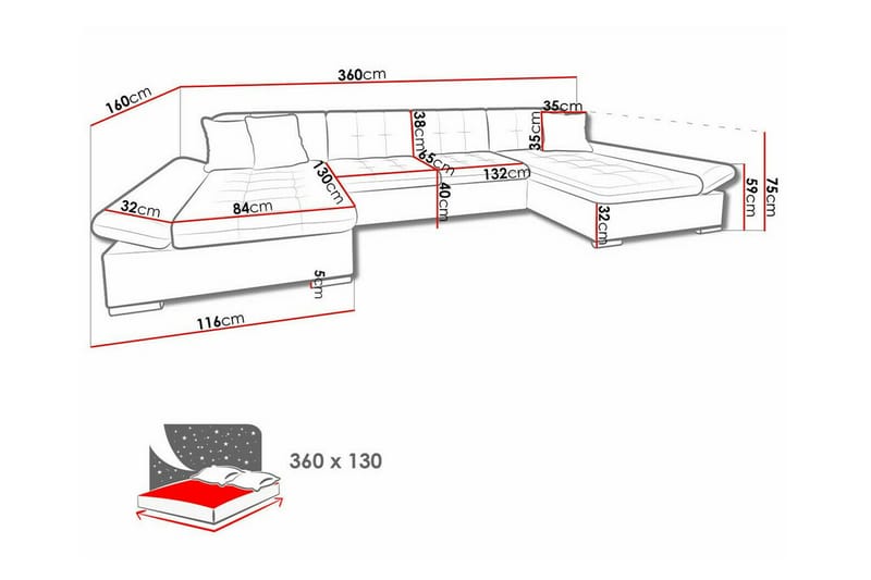 Kintore 4-sits Hörnbäddsoffa - Möbler - Soffa - Bäddsoffa