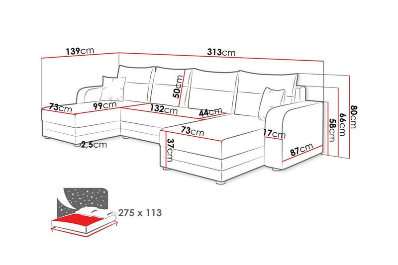 Kintore 4-sits Hörnbäddsoffa - Bäddsoffa - Hörnbäddsoffa