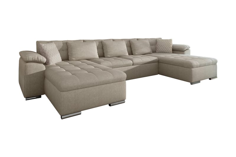 Kinzer Djup Bäddsoffa Dubbeldivan 4-sits 315x130 cm U-formad - Beige / Ljus - Möbler - Soffa - Bäddsoffa