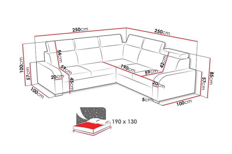 Lavona Bäddhörnsoffa Vändbar - Grå - Möbler - Soffa - Bäddsoffa