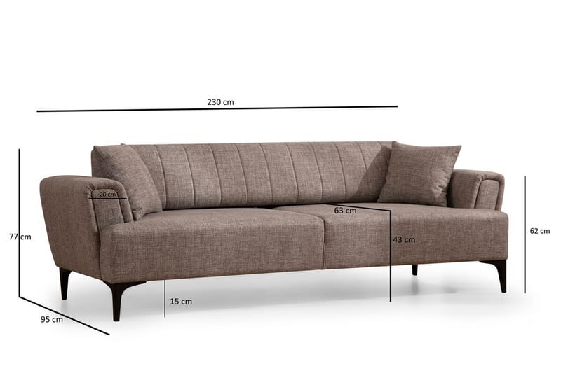 Lilesville 3-sits Bäddsoffa - Ljusbrun - Möbler - Soffa - Bäddsoffa