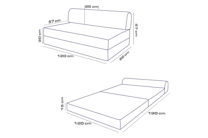 Magaria 2-sits Bäddsoffa - Blå - Möbler - Soffa - Bäddsoffa