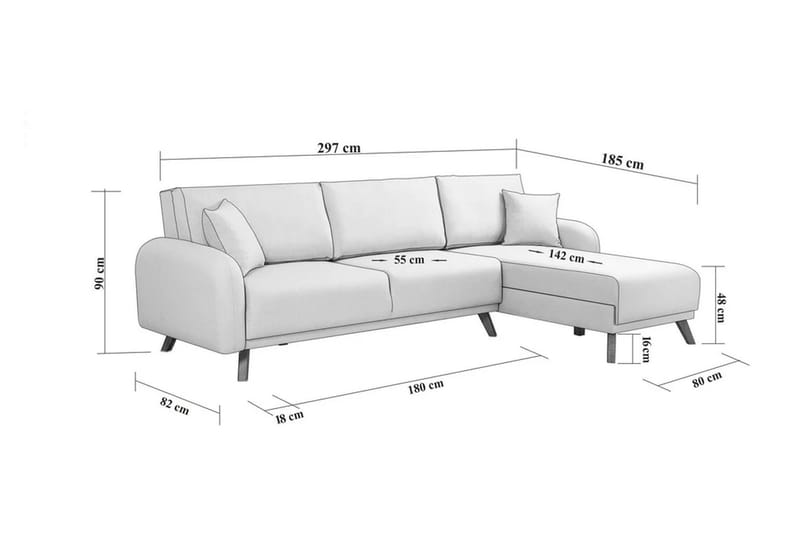 Malkiat Hörnbäddsoffa - Antracit - Möbler - Soffa - Bäddsoffa