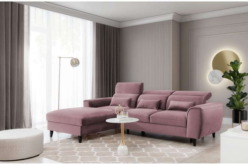 Manni 3-sits Bäddsoffa m. Divan med Förvaring - Rosa - Bäddsoffa - Bäddsoffa divan