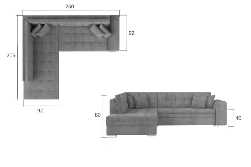 Moclino Hörnbäddsoffa - Svart/Vit - Möbler - Soffa - Bäddsoffa