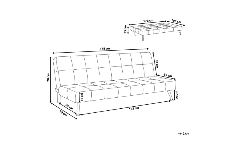 Olsker Bäddsoffa 178 cm - Svart - Möbler - Soffa - Bäddsoffa