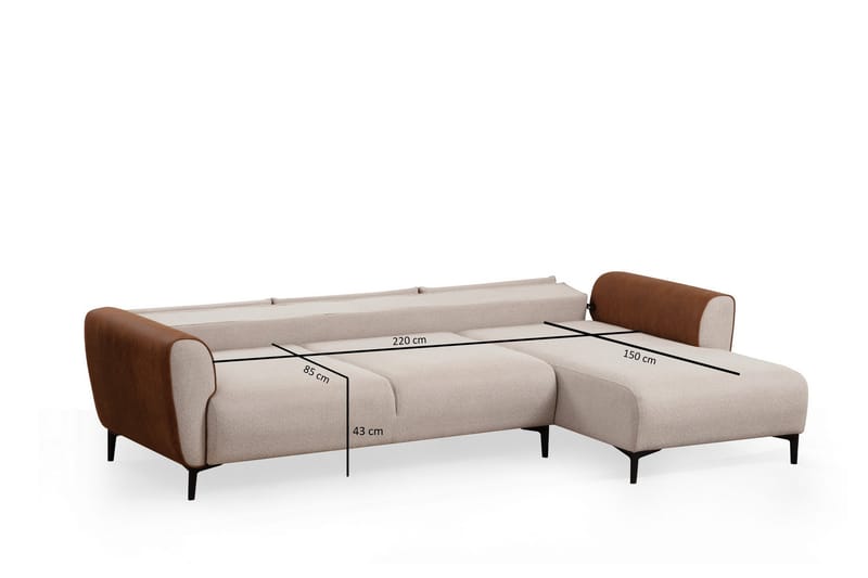 Rebelo Bäddsoffa med divan - Beige - Bäddsoffa - Hörnbäddsoffa