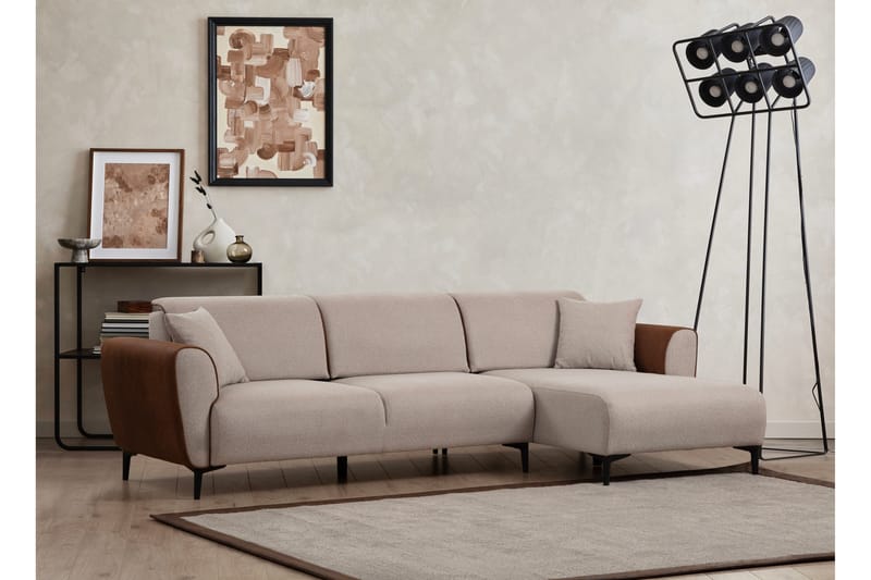 Rebelo Bäddsoffa med divan - Beige - Bäddsoffa - Hörnbäddsoffa