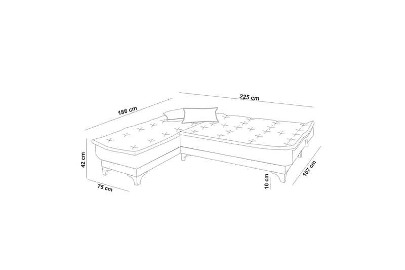 Riversdale Bäddsoffa m. Divan 4-sits - Grå - Bäddsoffa - Bäddsoffa divan