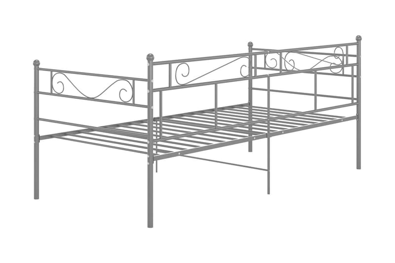 Sängram bäddsoffa grå metall 90x200 cm - Grå - Bäddsoffa