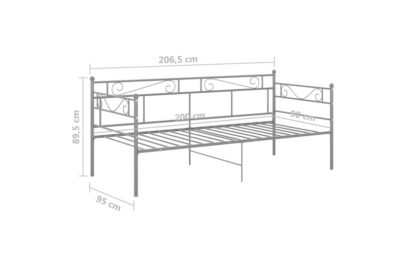 Sängram bäddsoffa grå metall 90x200 cm - Grå - Bäddsoffa