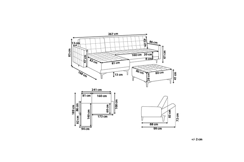 Toomey Hörnbäddsoffa Höger med Fotpall Konstläder - Svart - Bäddsoffa - Bäddsoffa divan