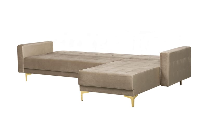 Toomey Hörnbäddsoffa med Fotpall Sammet - Beige - Möbler - Soffa - Bäddsoffa